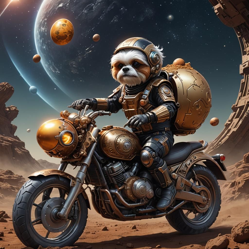 Cyber Metal Shitzu on Space Motorbike