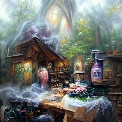 Ethereal Witch's Hut in Misty Forest