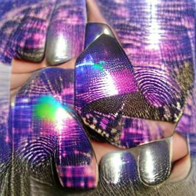 Iridescent Holographic Geometric Design in Purple