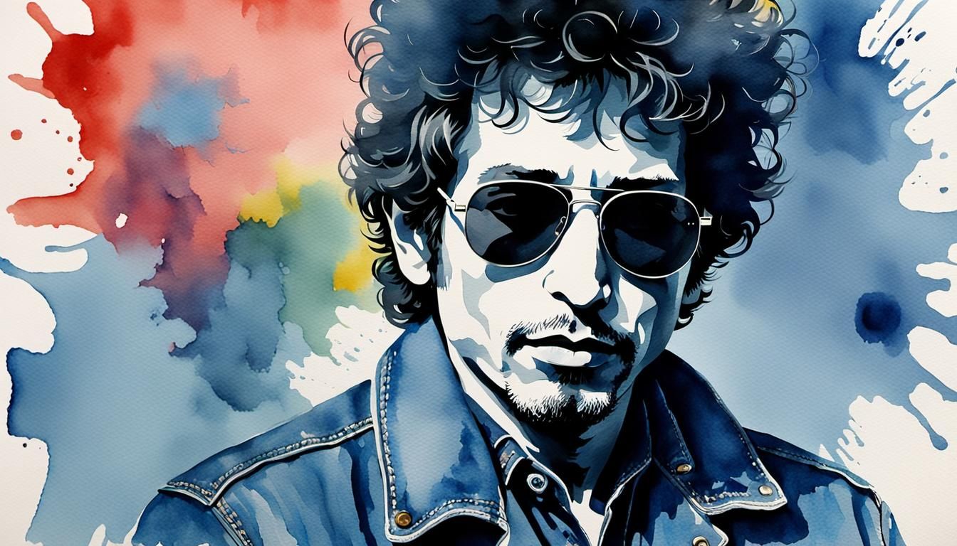 Bob Dylan Watercolor Pop Art Portrait