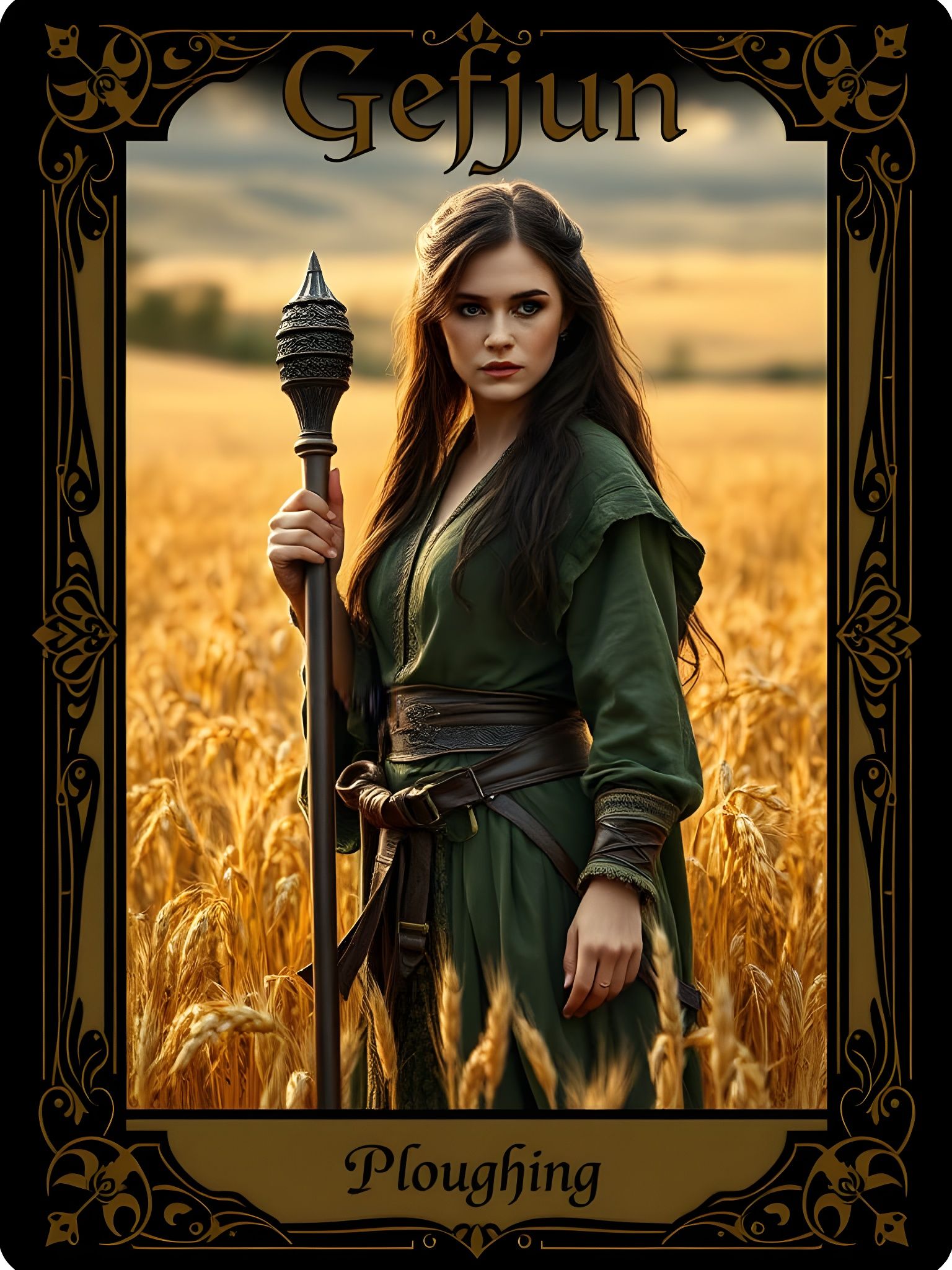 Ethereal Norse Goddess Ploughs the Fields in Cinematic Tarot...