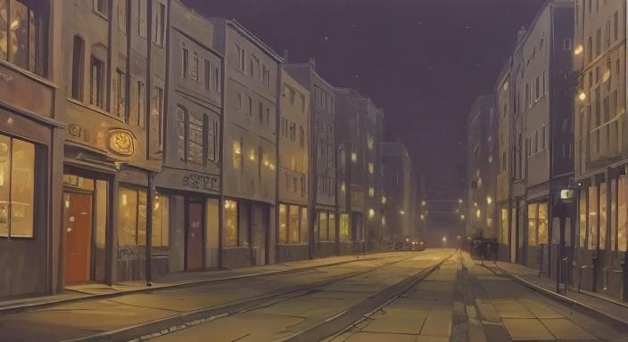 Anime Vampire Girl Runs at Midnight, Digital Art