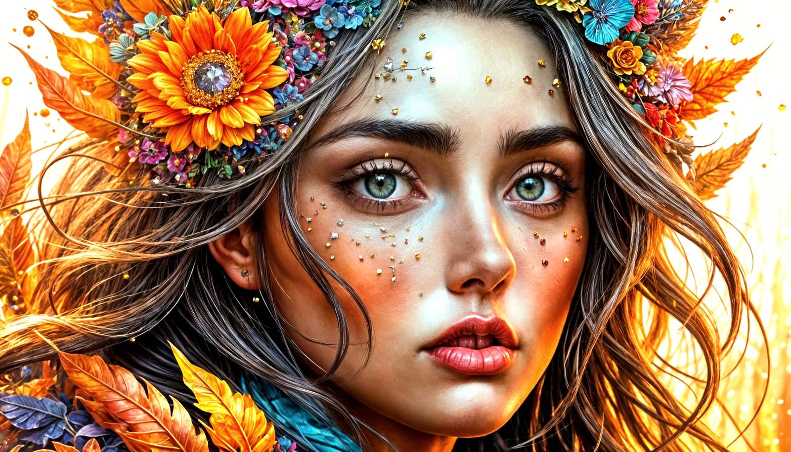 Maximalist Retro-Futuristic Scene in Rich Ink and Watercolor