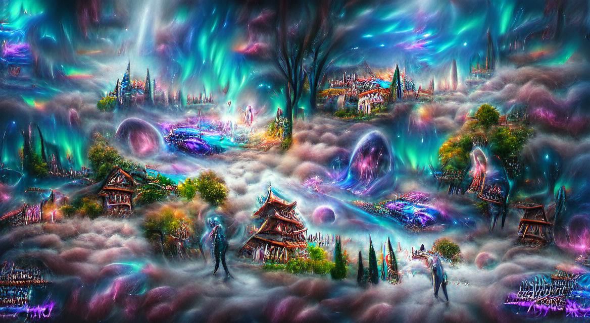 Trippy Dream World: Holographic Cosmic Illustration