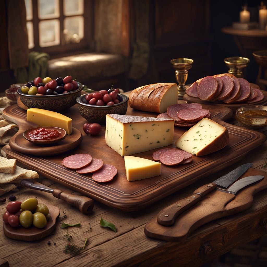 French Platter with Cheeses and Charcuterie
