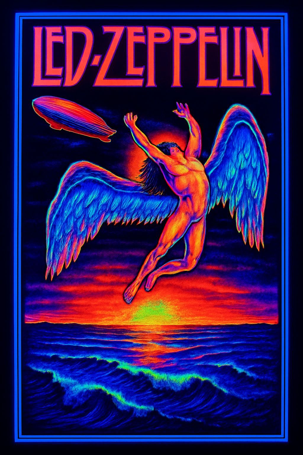 Blacklight Angel and Zeppelin Poster Art