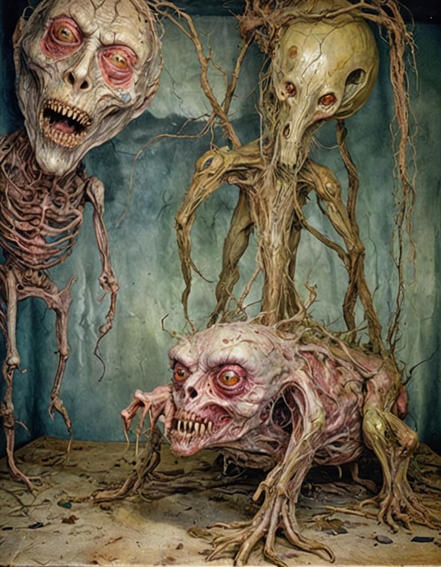 Surreal Creature with Hidden Face, Distorted Vision