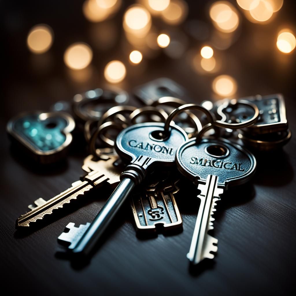 Magical Keys Glowing in a Dark Room