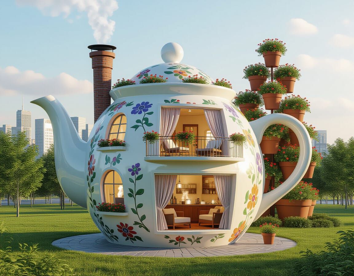 Hundertwasser-Style Teapot House in Park
