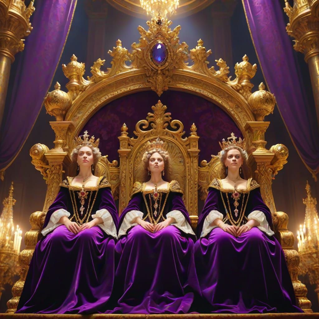 Regal Queens in Ornate Baroque Settings