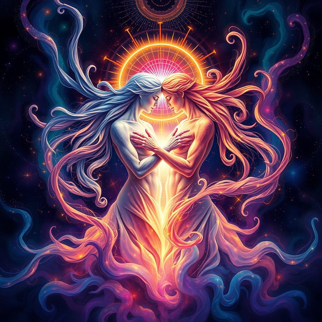 Twin Flames in Vibrant Cosmic Embrace