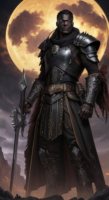 Heroic Dark Fantasy Warrior with Flaming Sword