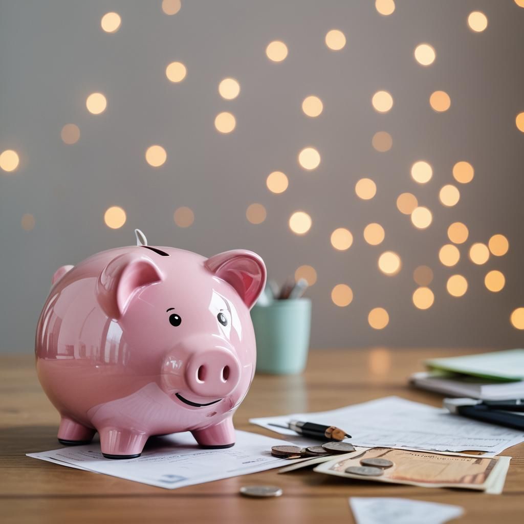 Piggy Bank on Paperwork in Natural Lighting