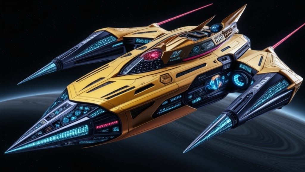 Cyberpunk Starship with Biomechanical Design and Futuristic ...