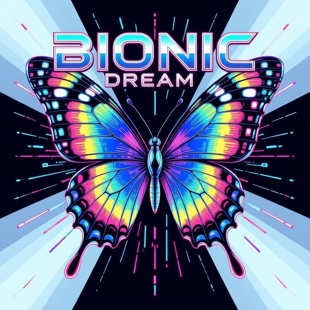 Y2K Chrome Butterfly Bionic Dream T-Shirt Design
