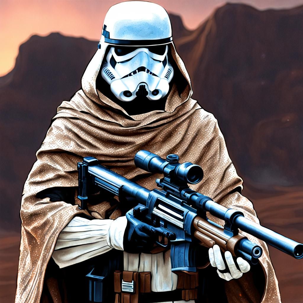 Stormtrooper with Sniper Rifle in Hyperrealistic Style