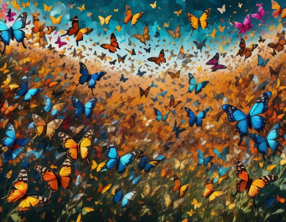 Kaleidoscope of Butterflies Forming a Colorful Tapestry