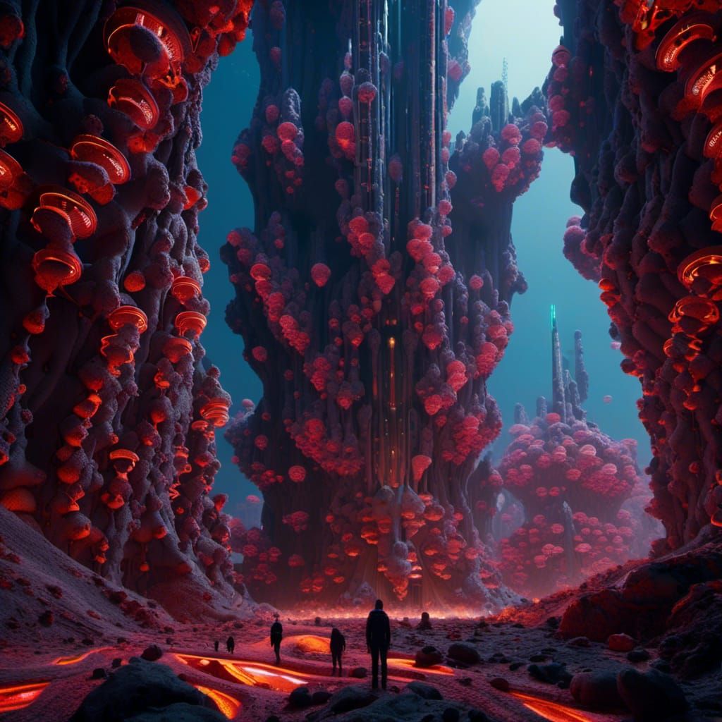 Epic Sci-Fi Landscape with Phantom Figures