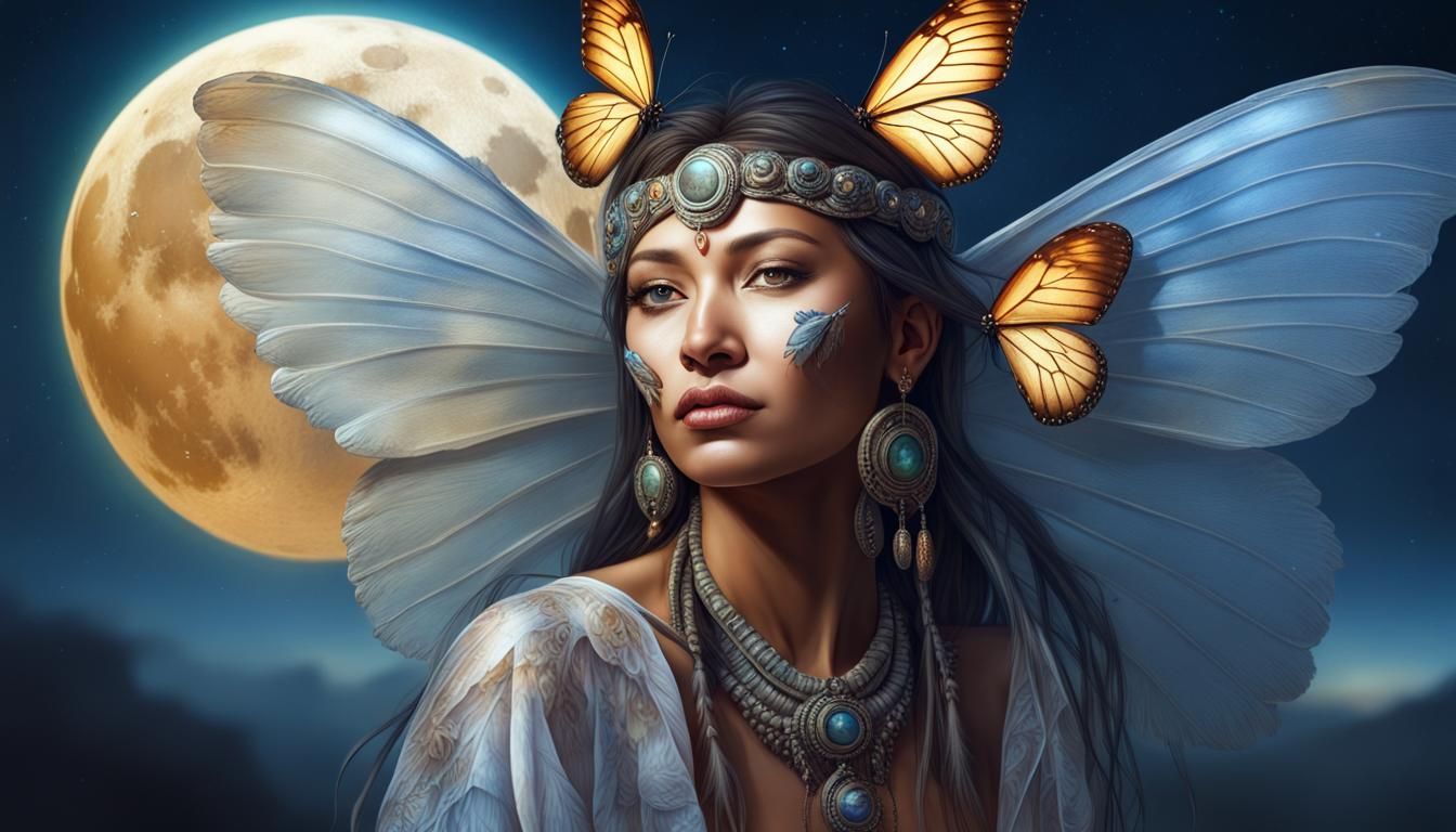 Butterfly-Winged Shaman Angel in Hyperrealistic Digital Art