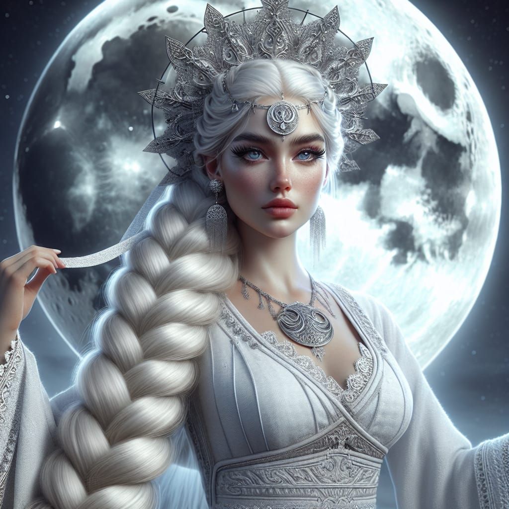 Ilargi, Basque Moon Goddess in Digital Matte Painting