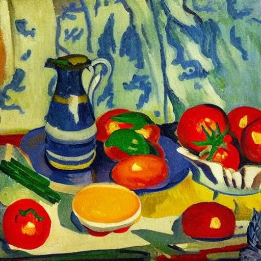 Still Life with Giant Food, Post-Impressionist Style