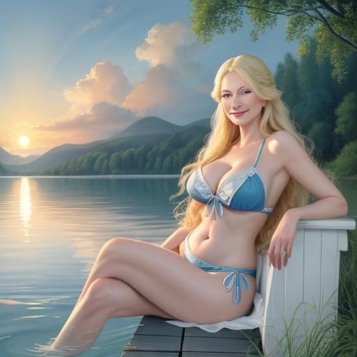 Victorian Woman at Sunset: A Rococo Painting