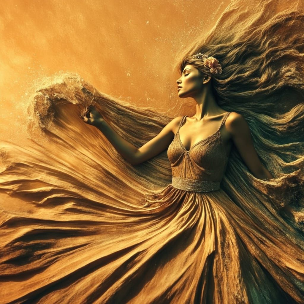 Surreal Sand Art: Feminine Desert Beauty in 80s Style