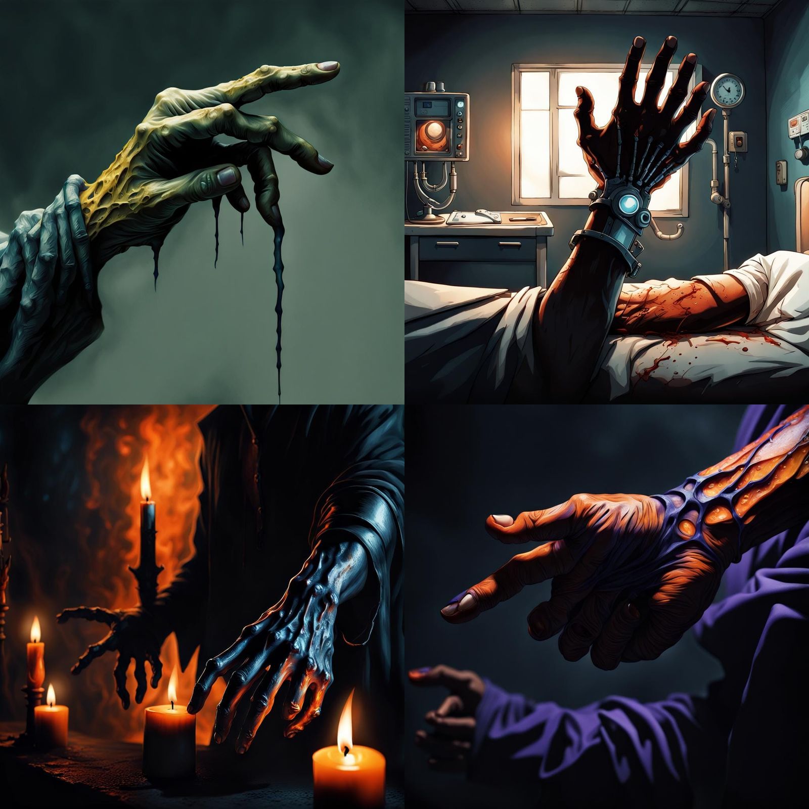 Deformed Hand with Cast in Creepypasta Style