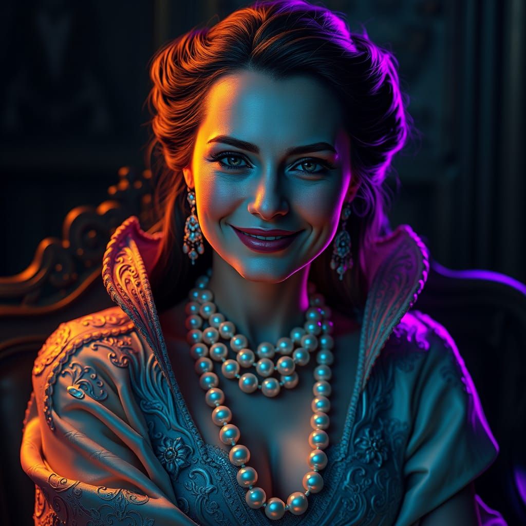 Ethereal Lady in Dark Fantasy Attire