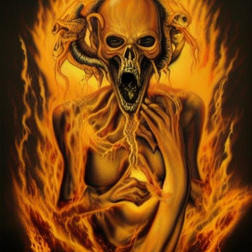 Demonic Hellfire in Hyperrealistic Surrealism