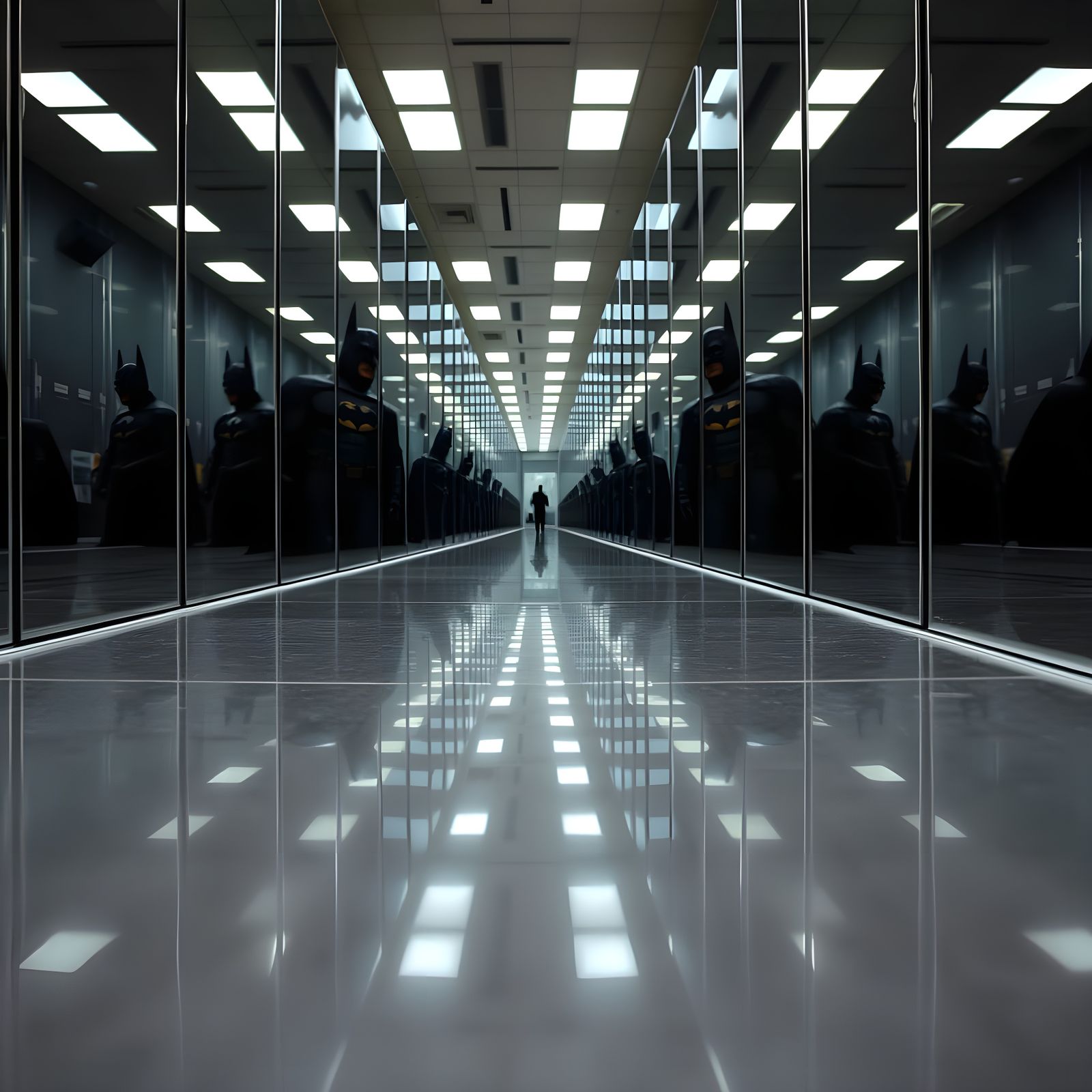 Batman Double Exposure in Hall of Mirrors