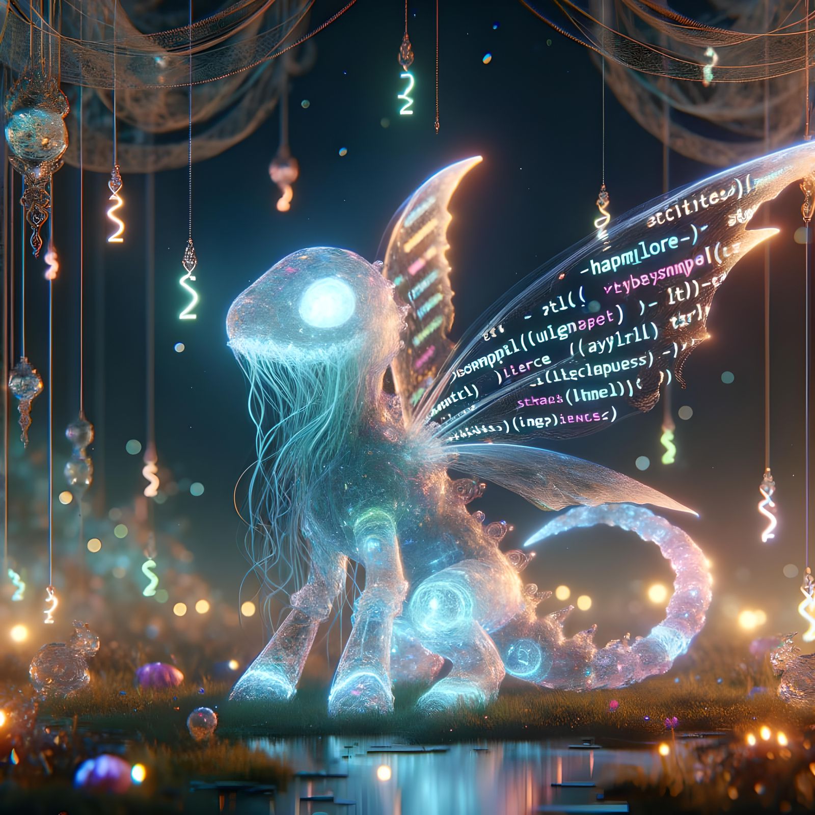 HTML Code Fairy in Bioluminescent Cyberpunk