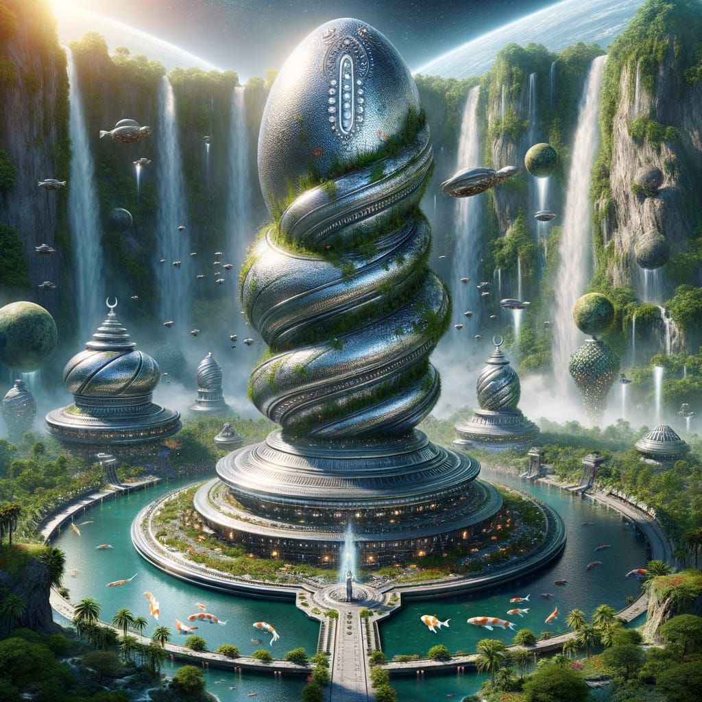 Sacred Shiva Lingam Radiates on Exotic Alien World