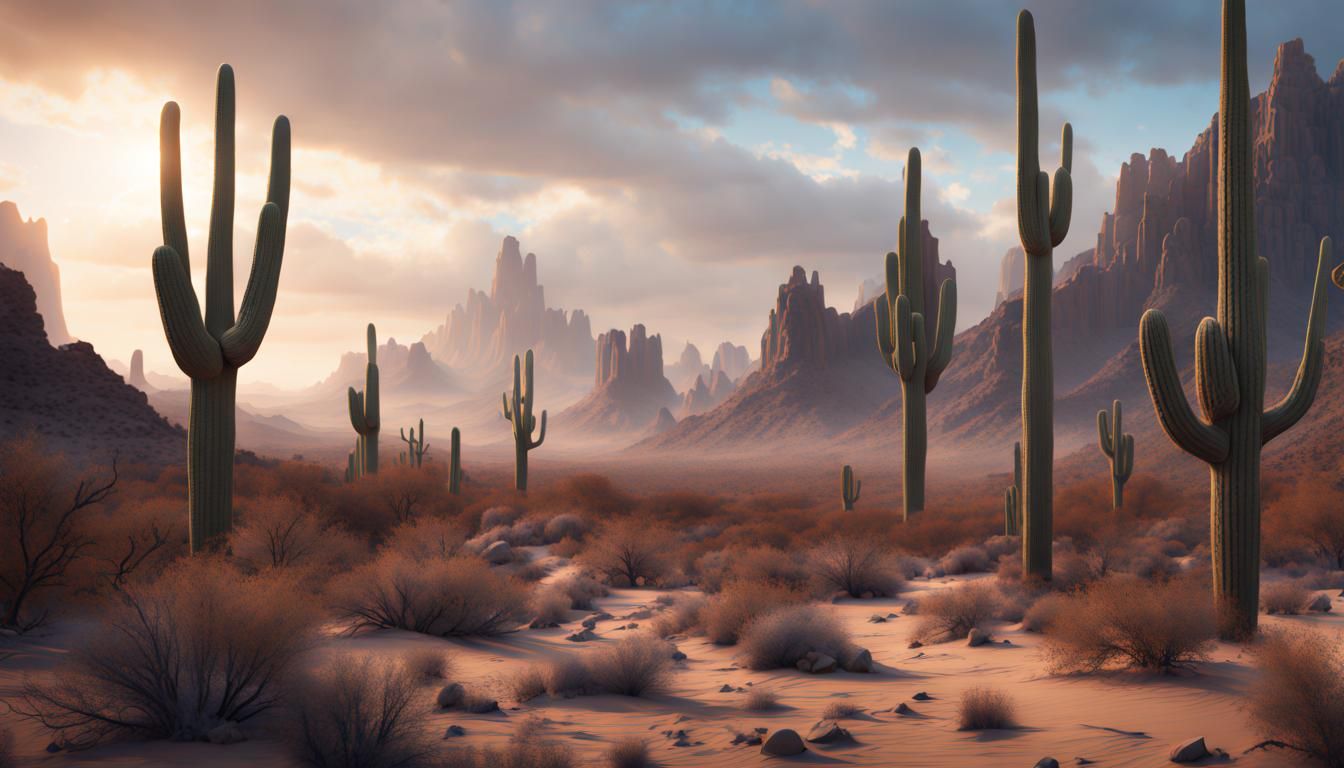 Winter in the Sonoran Desert Matte Painting