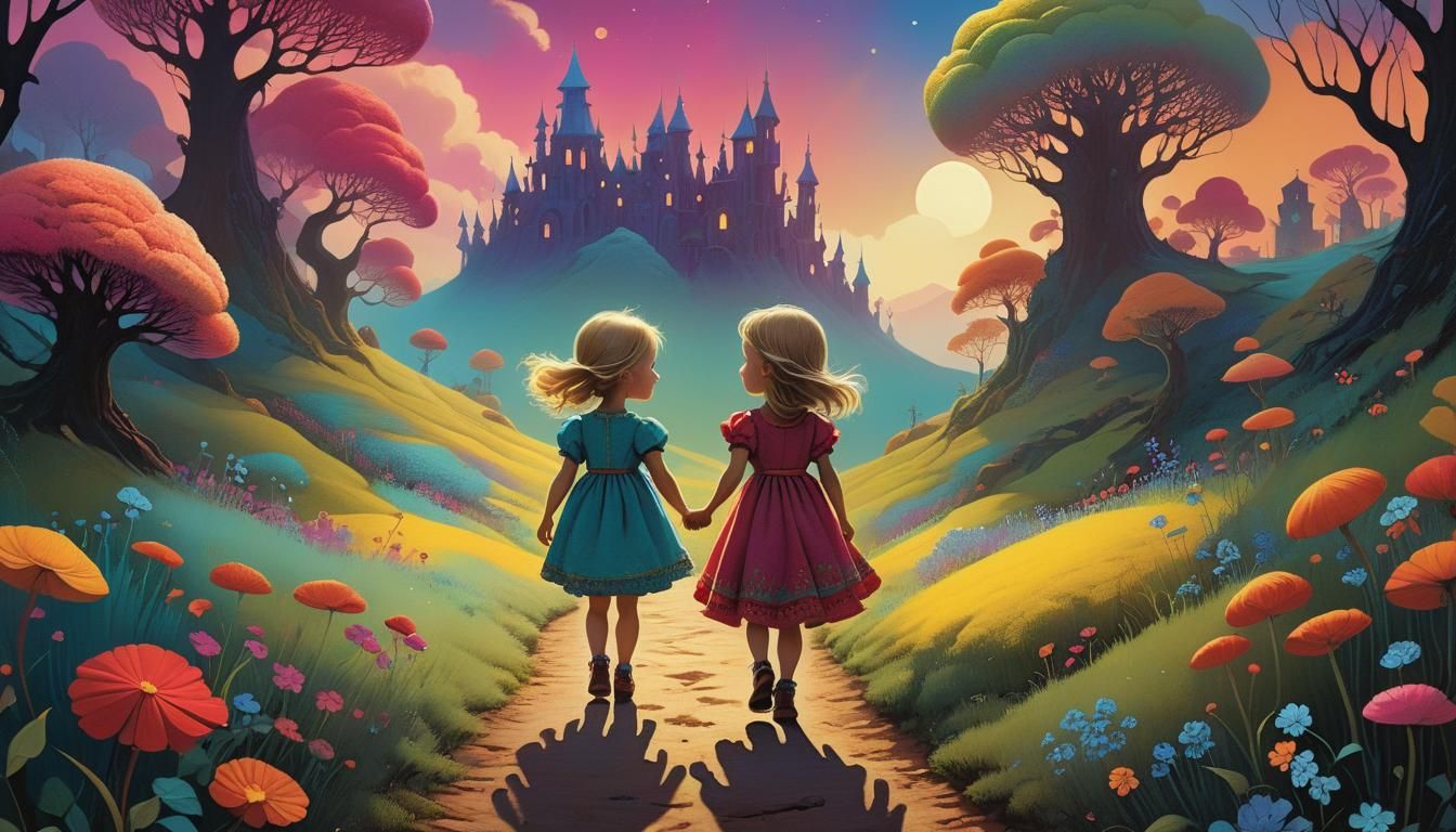 Happy Baby Girl in Fantastical Landscape