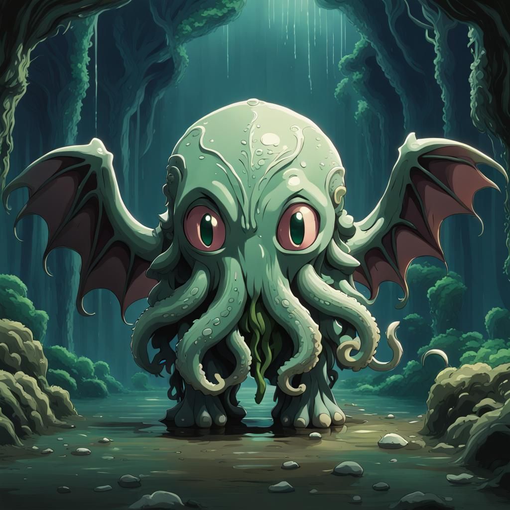 Chibi Cthulhu in Studio Ghibli Style
