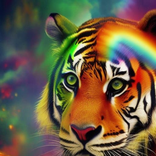 Vibrant Whimsical Tiger in Epic Digital Painting