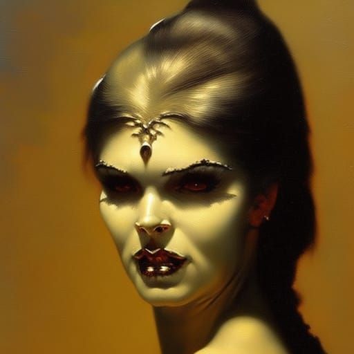 Frazetta Style Ghoul with Reptilian Skin