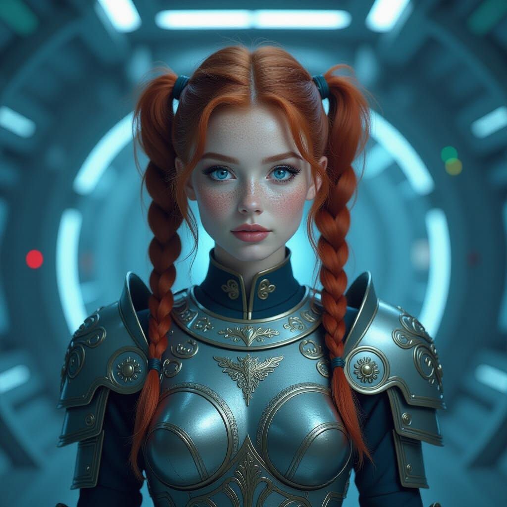 Medieval Armour in a Cyberpunk Space Station