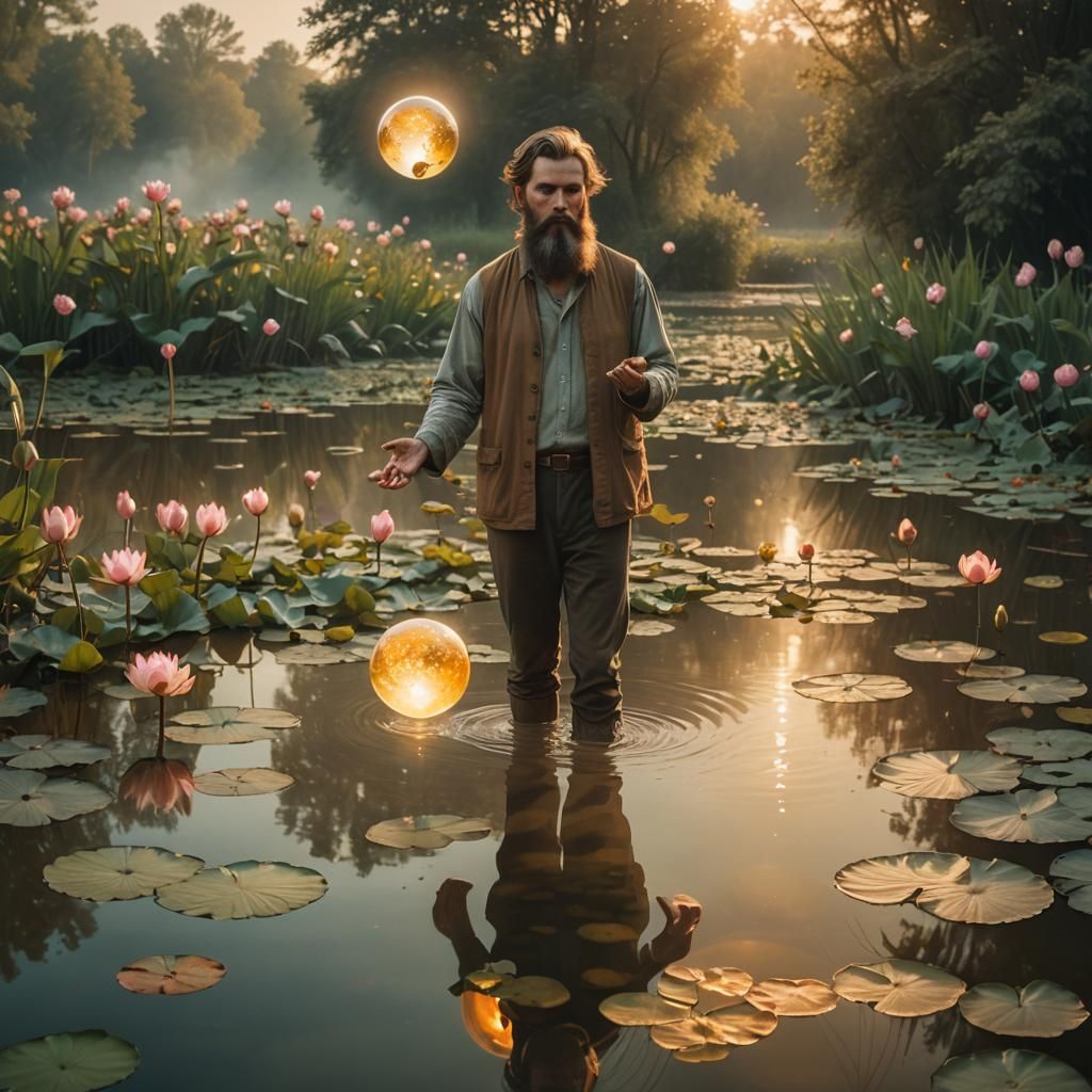 Surrealist Masterpiece: Mysterious Figure in Golden Hour