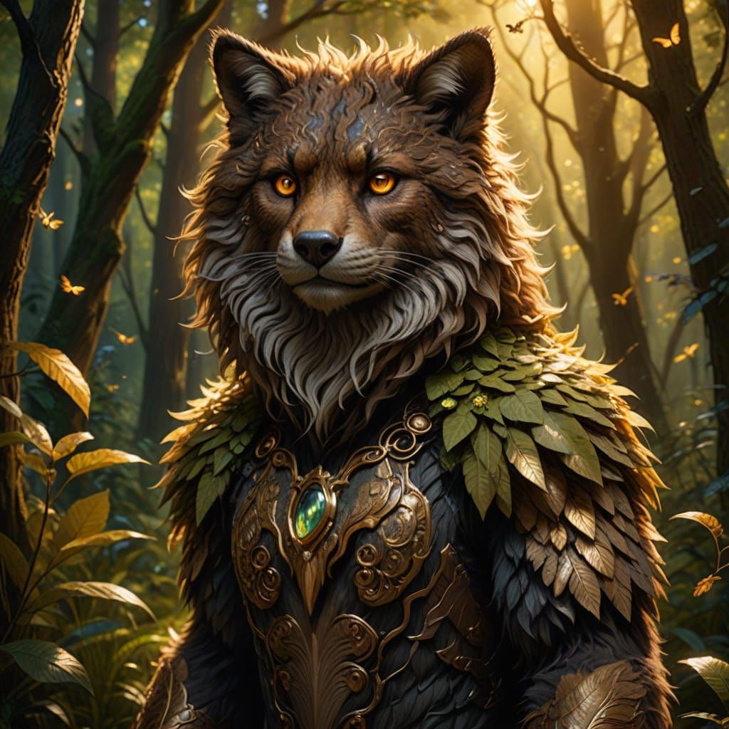 Drider Creature in Forest, Realistic Fantasy Art