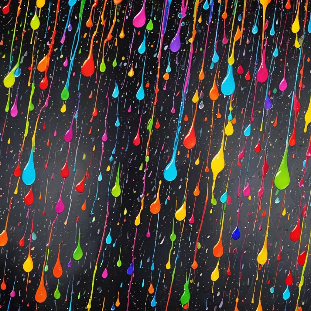 Vibrant Street Art: Crystal Raindrops in Rainbow