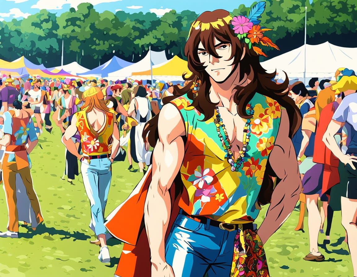 Anime style, woodstock 1969