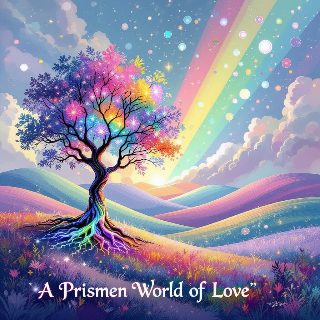 Prismen World of Love: Serene Landscape in Kaleidoscopic Col...