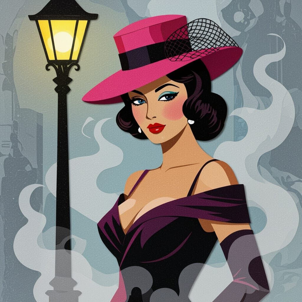 Pulp Noir Femme Fatale in Felt Cutouts