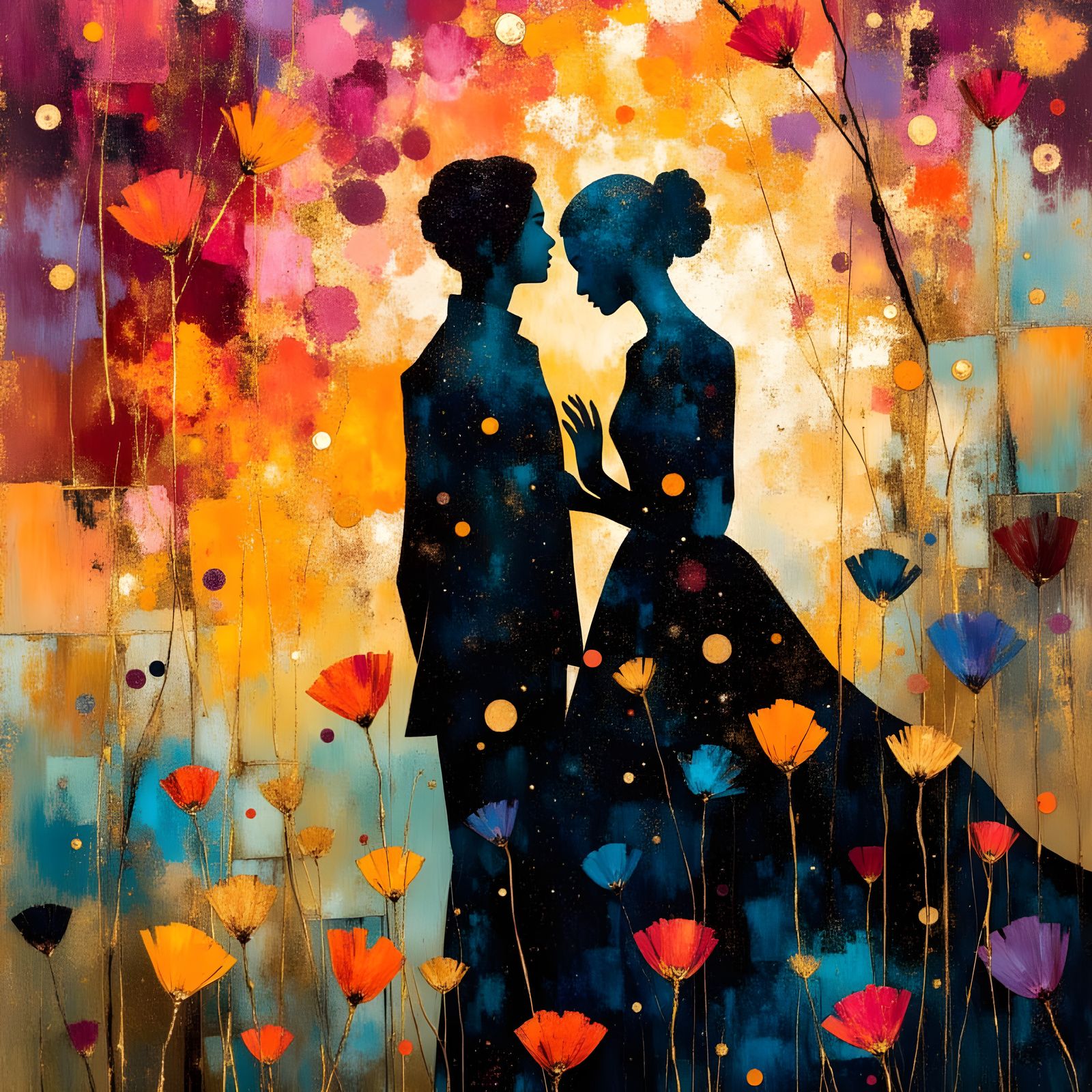 Elegant Black Eyrie at Sunset in Impressionistic Style