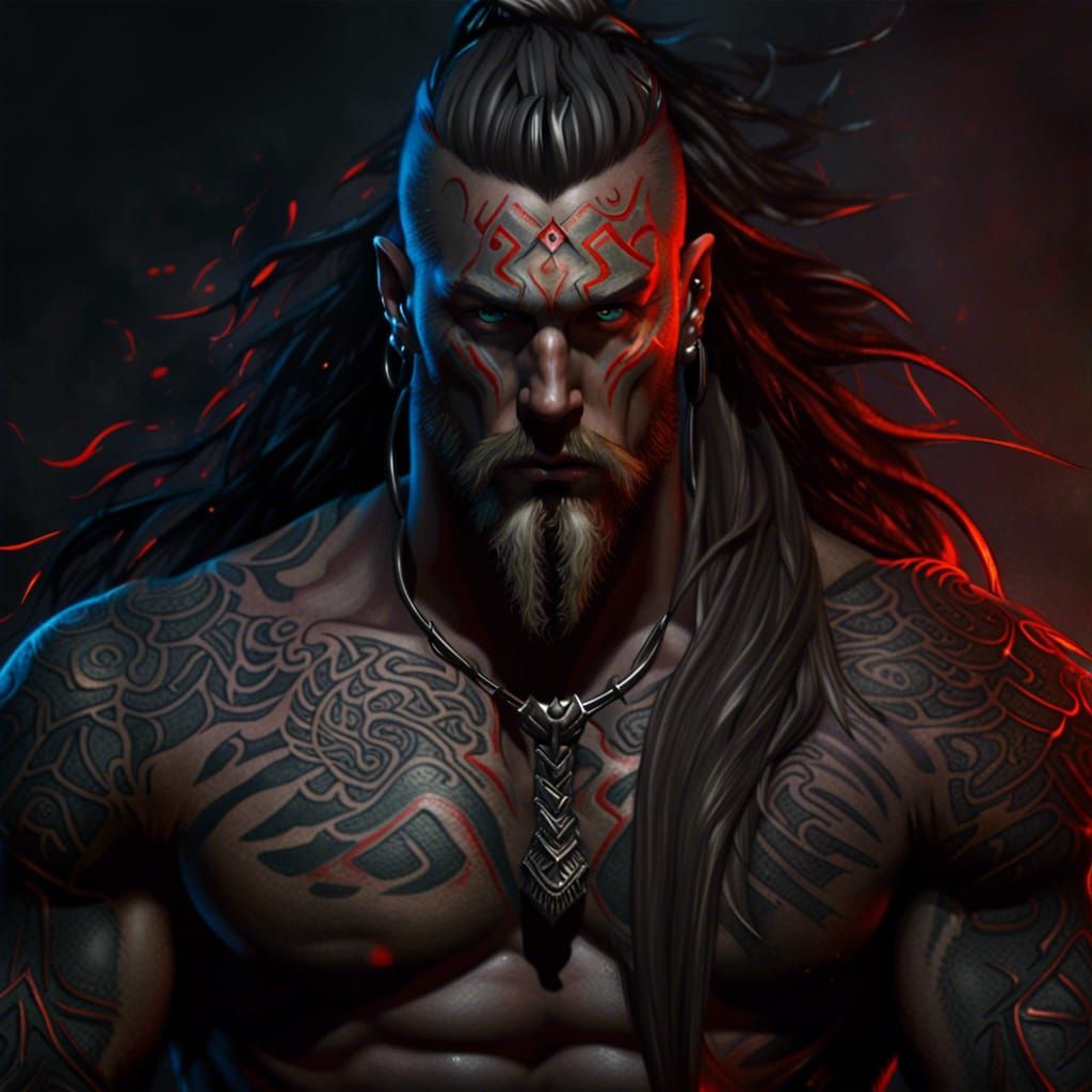 Viking Warrior Concept Art in Dark Fantasy Style