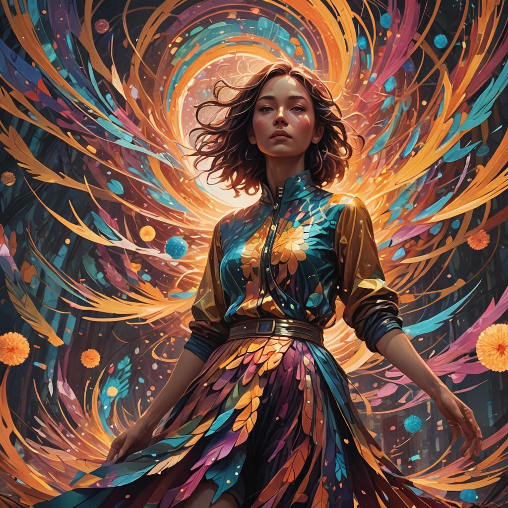 Kaleidoscope Girl: Vibrant Fantasy Concept Art