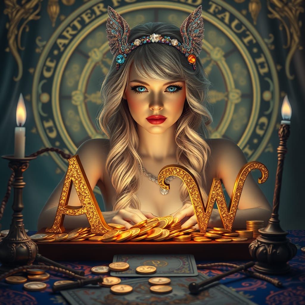 Tarot Reader with Phoenix Headband in Matte Painting Style