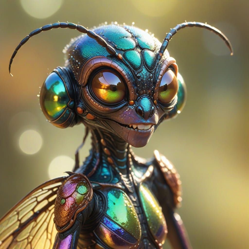 Insectoid Alien Princess with Shimmering Wings